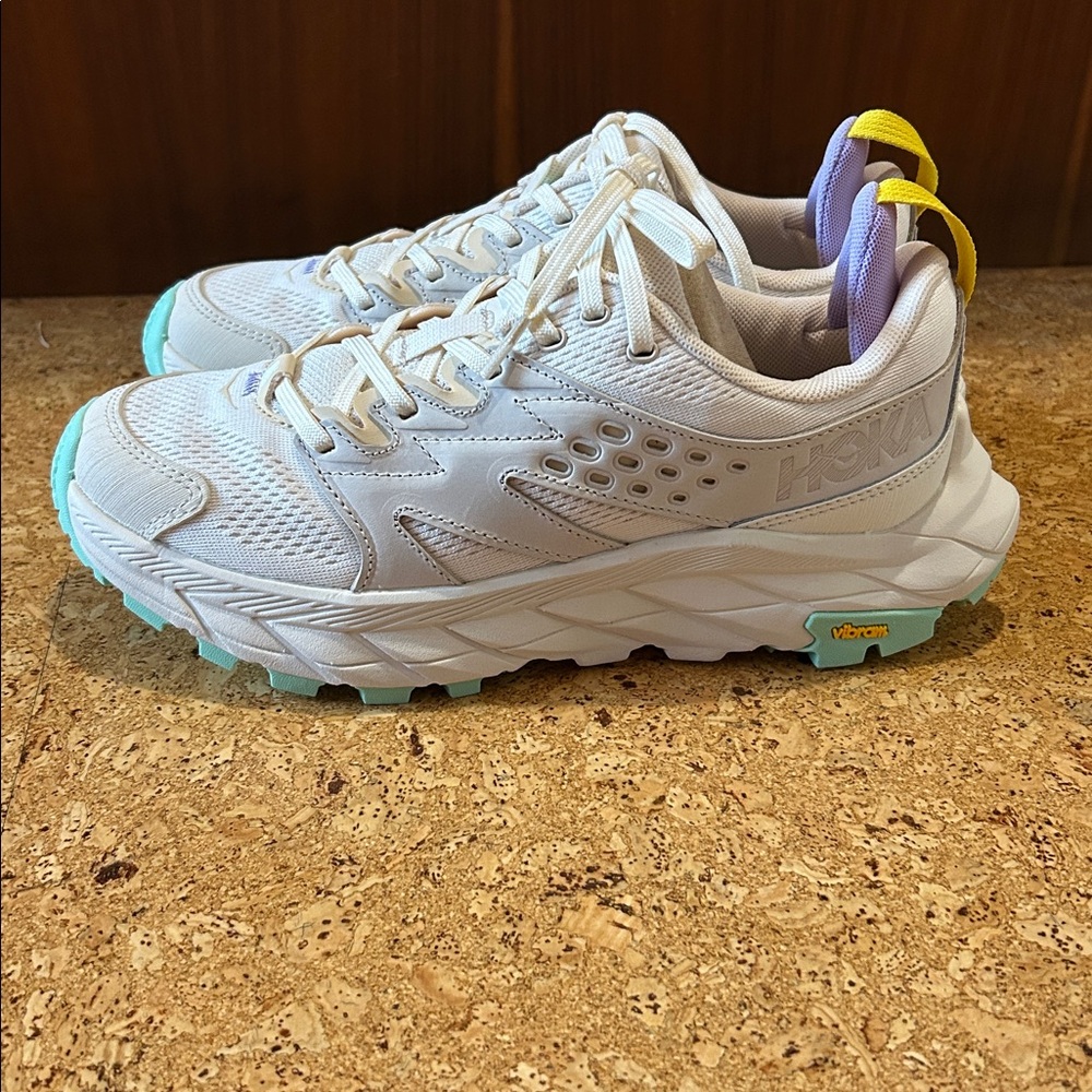 NWOT Hoka Anacapa Breeze Low Trail Hiking Shoes in Alabaster/Mint, Size 8 - Picture 4 of 10